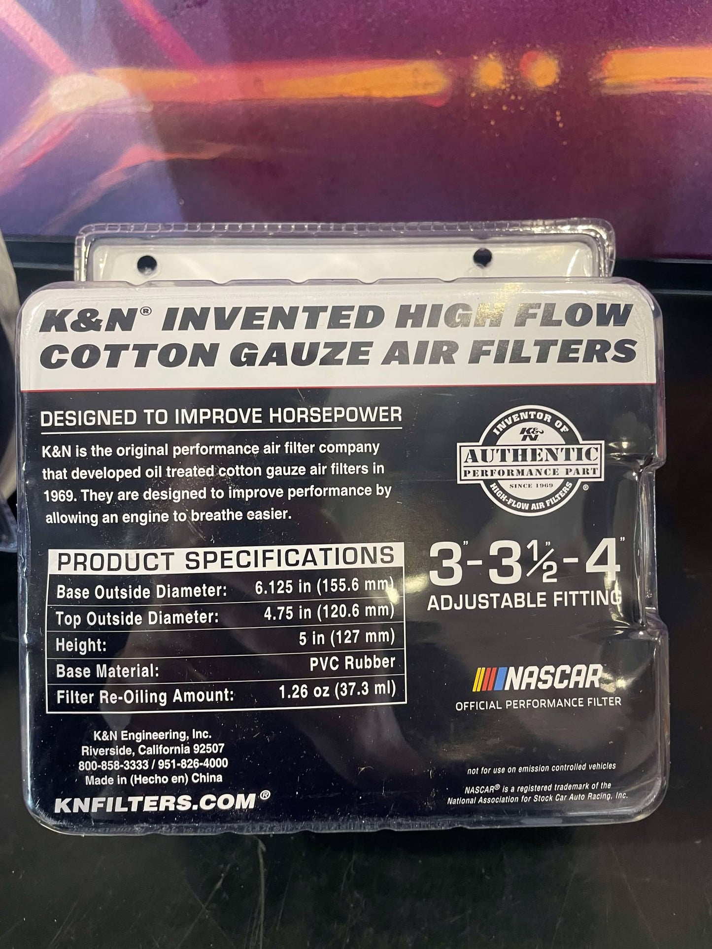 K&N pod filter RG-1001BL Blue Clamp-On Air Filter – Fits 3", 3.5", and 4" Inlets (5.5" Length)