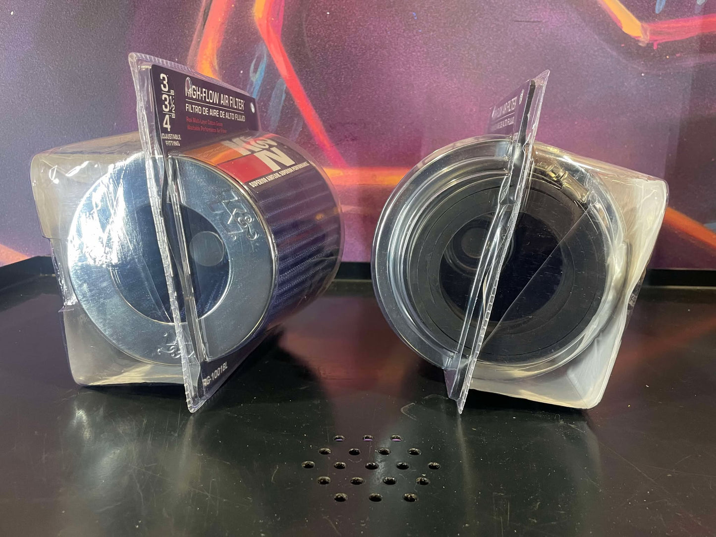 K&N pod filter RG-1001BL Blue Clamp-On Air Filter – Fits 3", 3.5", and 4" Inlets (5.5" Length)