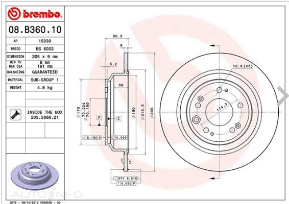 Brembo CU2 Accord Euro Rear Disc Rotors - SOLD AS PAIR