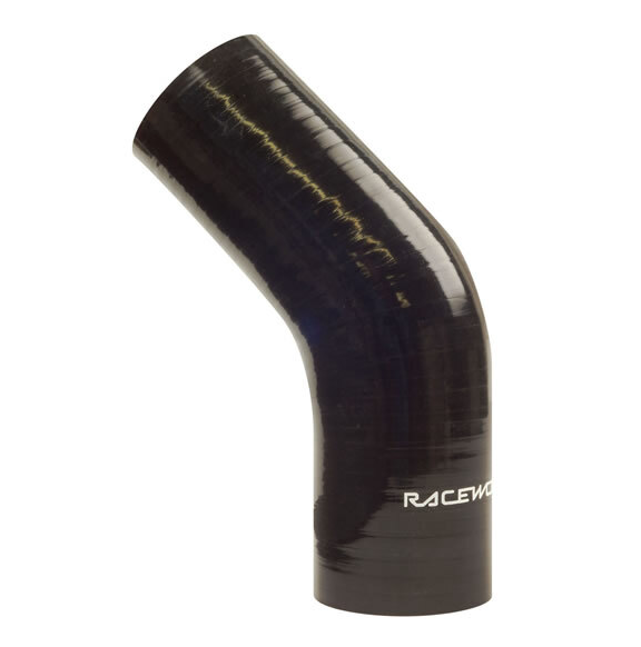Raceworks 3inch Black Silicone 45 Degree Bend
