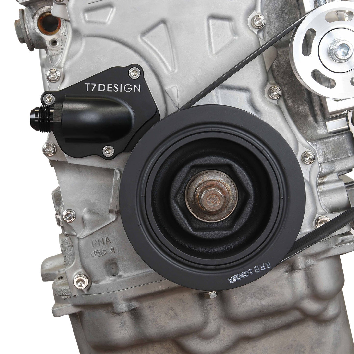 T7Design K20 K24 Timing Chain Tensioner Cover - Oil Drain (Black)