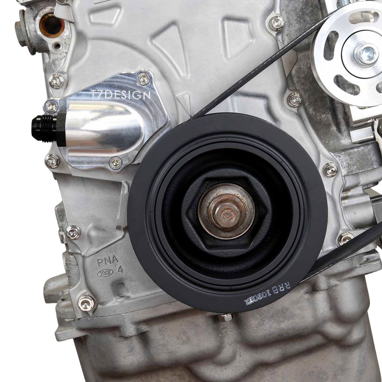 T7Design K20 K24 Timing Chain Tensioner Cover - Oil Drain (Raw)