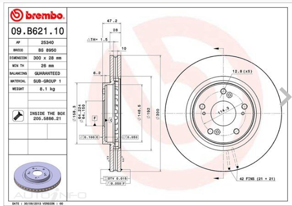 BREMBO Accord Euro CL9 300MM Front Rotors - Sold As PAIR