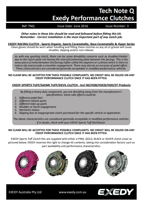 EXEDY- OEM CL9 Replacement Clutch Kit HCK-7506 220MM