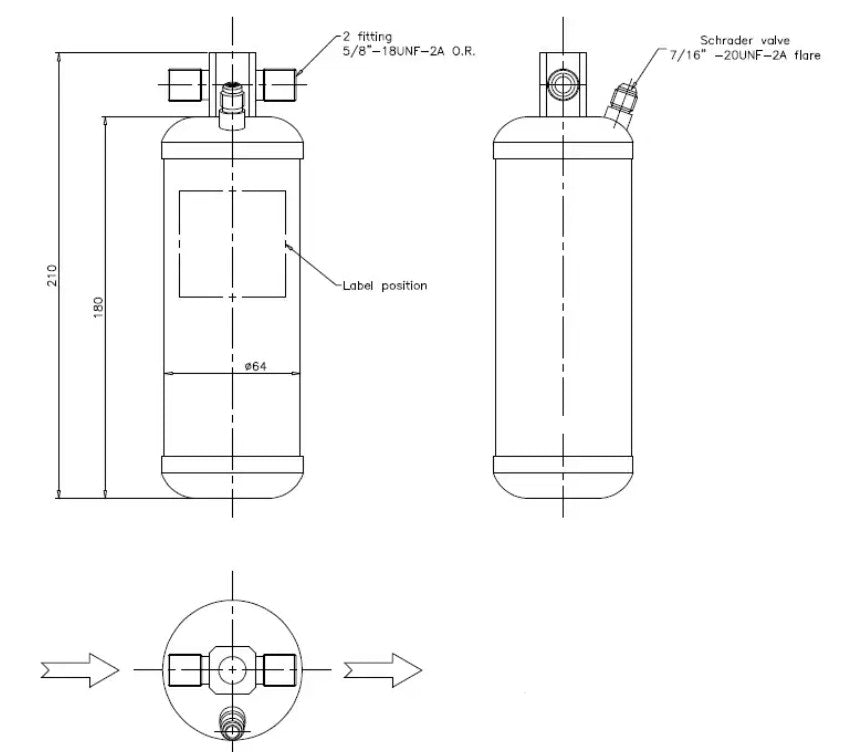 T7Design Universal Receiver / Drier Bottle Upright