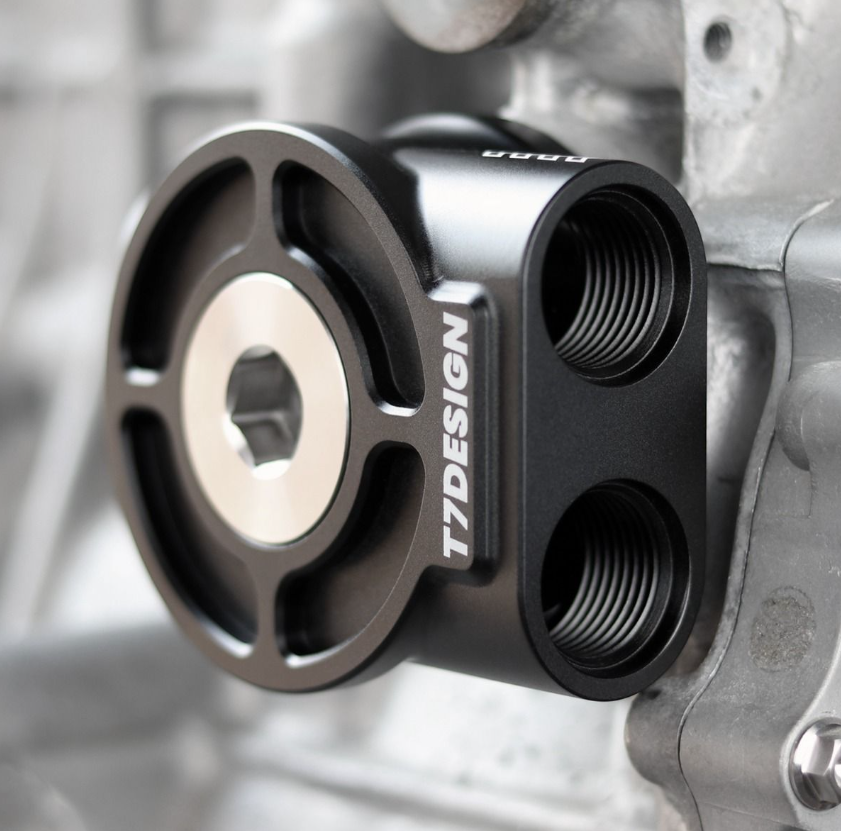 T7DESIGNS Honda K20 K24 Remote Oil Filter Take Off Plate Spool Up t7designs-honda-k20-k24-remote-oil-filter-take-off-plate-spool-up