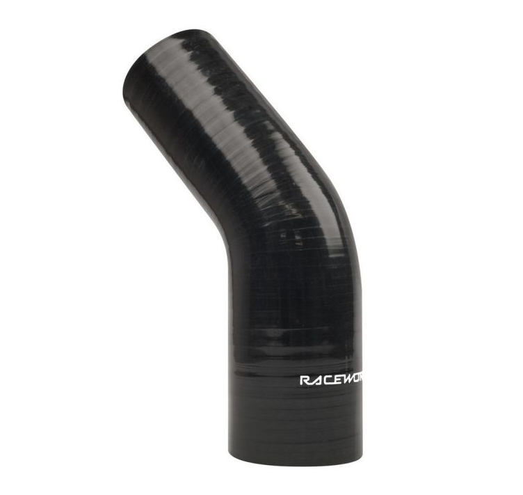 Raceworks 2.5-3.0 inch Black Silicone 45 Degree REDUCER Bend