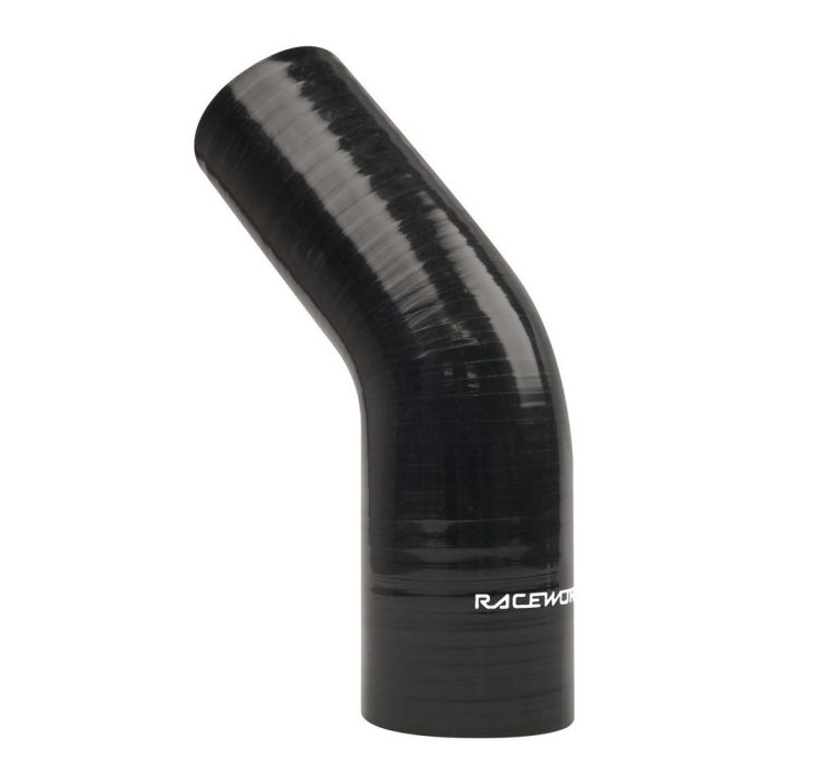 Raceworks 2.5-3.0 inch Black Silicone 45 Degree REDUCER Bend – Spool Up