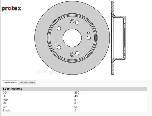 Protex CL9 Ultra Plus Coated Rear Disc Rotors - SOLD AS PAIR