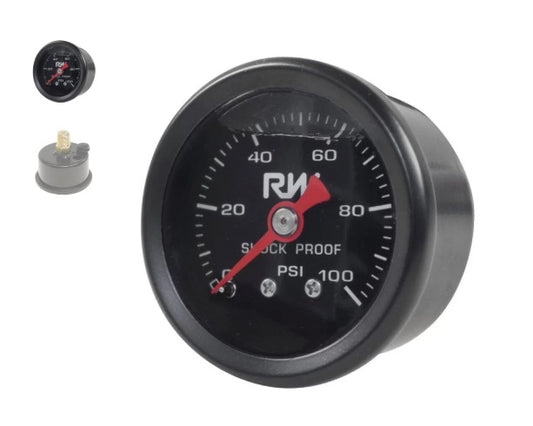 RACEWORKS Fuel Pressure Gauge 0-100psi Liquid Filled