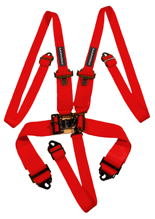 Red 5point Latch & Link Harness, SFI Approved HANS 2-3in Belts,