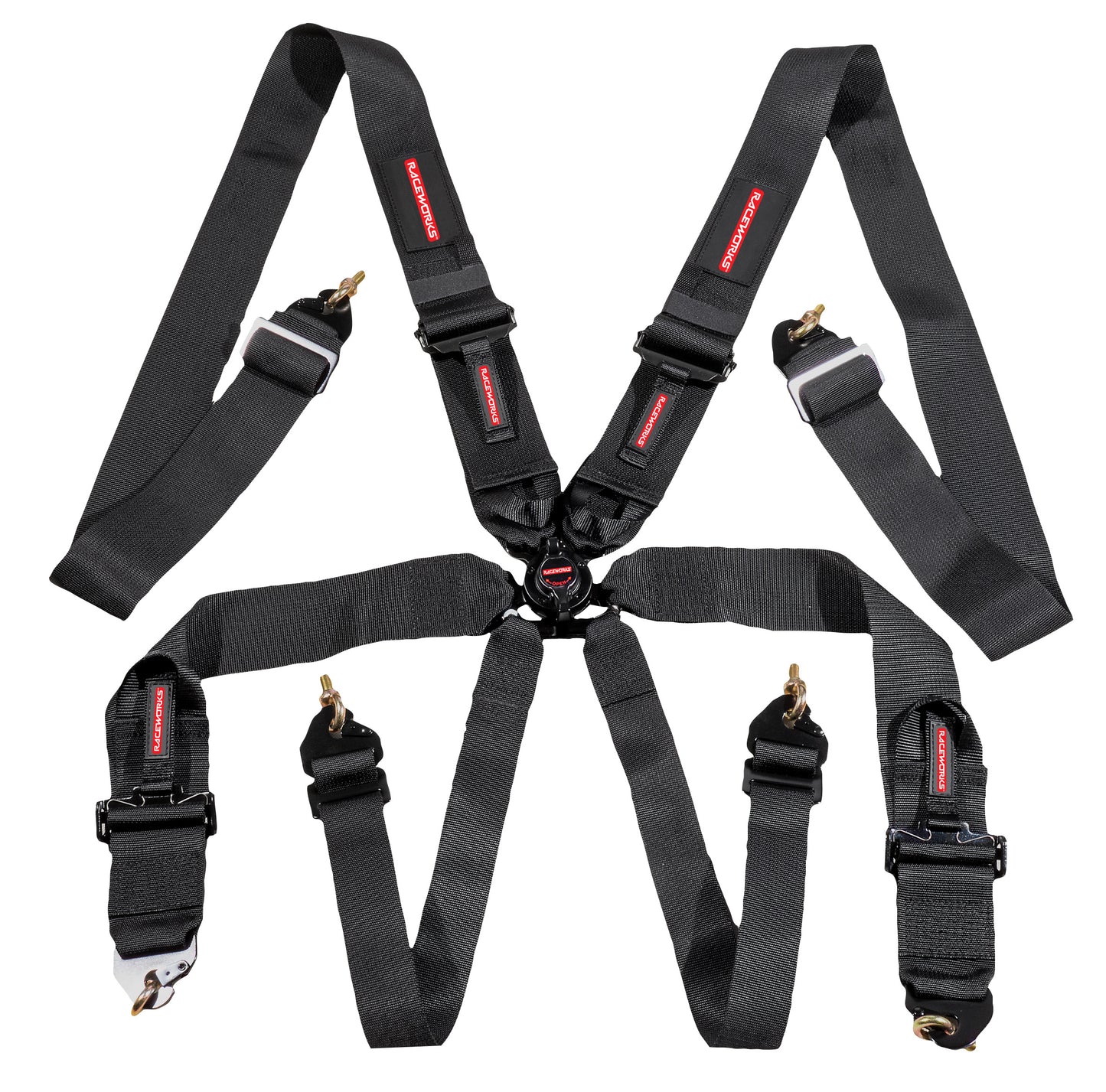 Black 6-Point Cam Lock Harness (FIA Approved, 3" Belts, SHE)