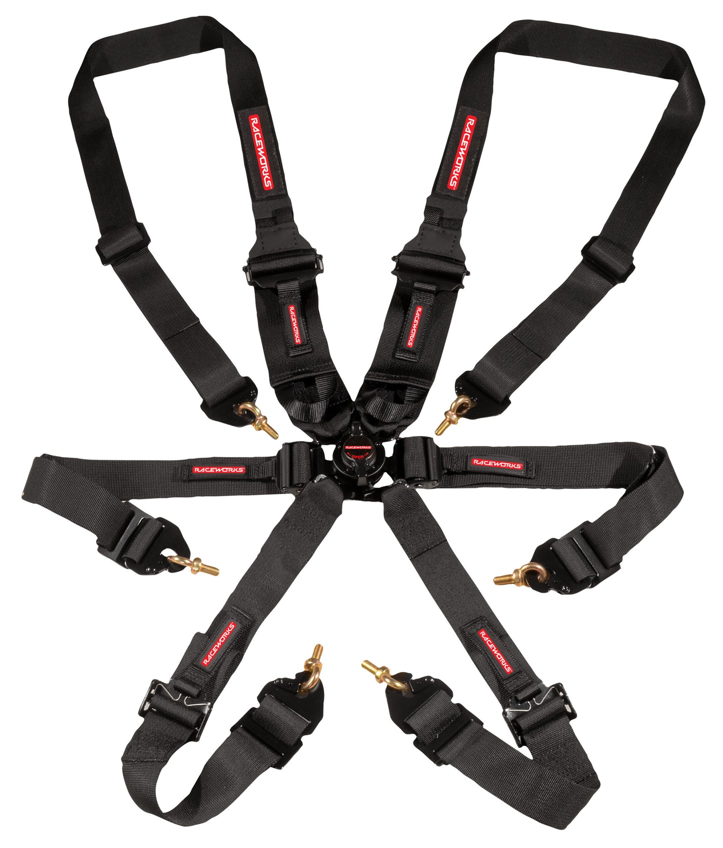 Black 6-Point Cam Lock Harness (FIA Approved, HANS 2-3" Belts, SHE)