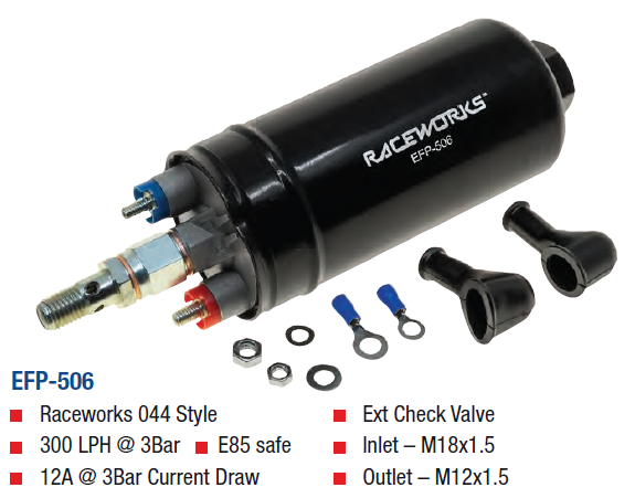 EFP-506 RACEWORKS "044" STYLE 300LPH FUEL PUMP