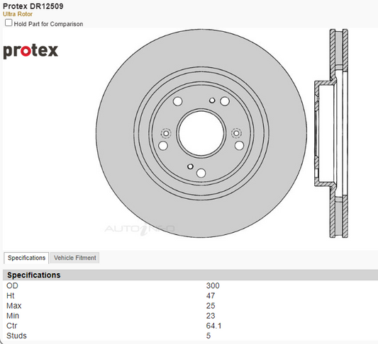 FN2 Civic Type R PROTEX 300MM Ultra Coated Front Rotors  - Sold As PAIR